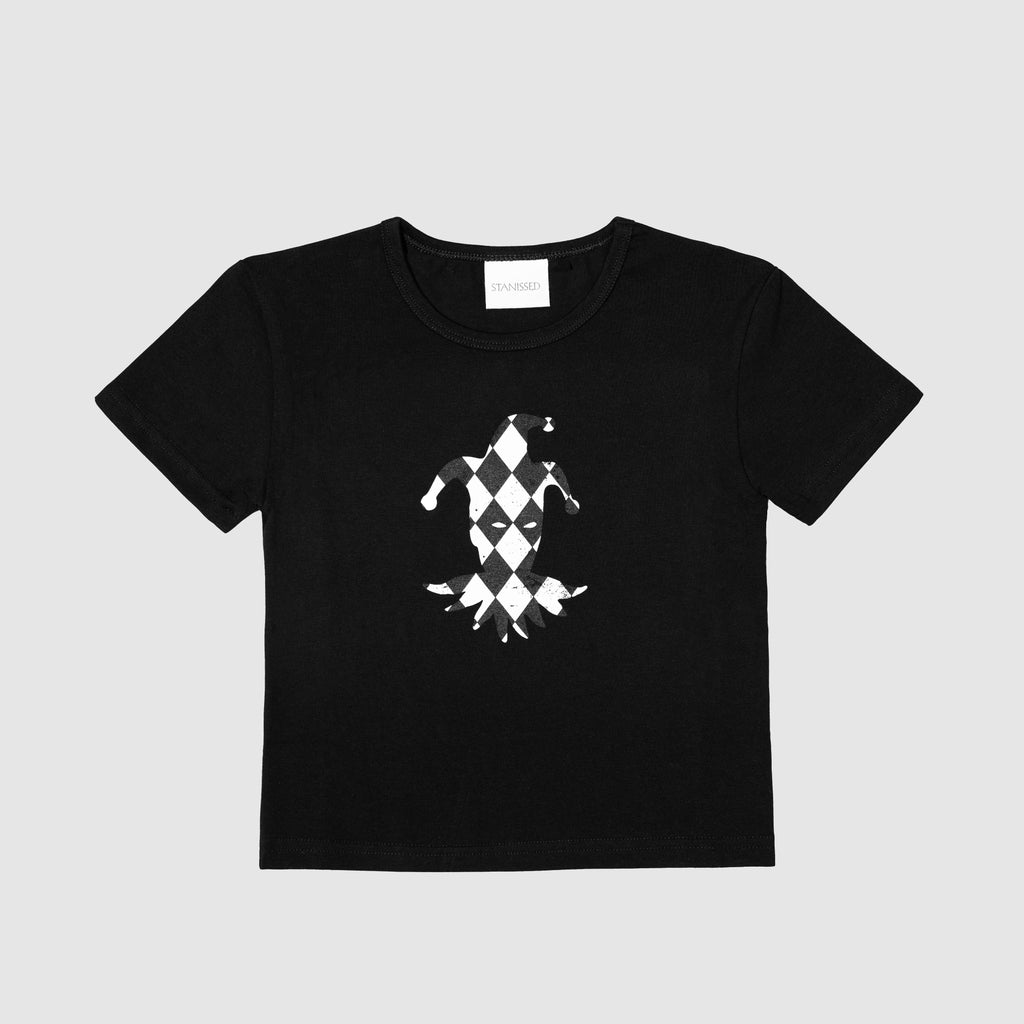 Checkered Baby Tee Black