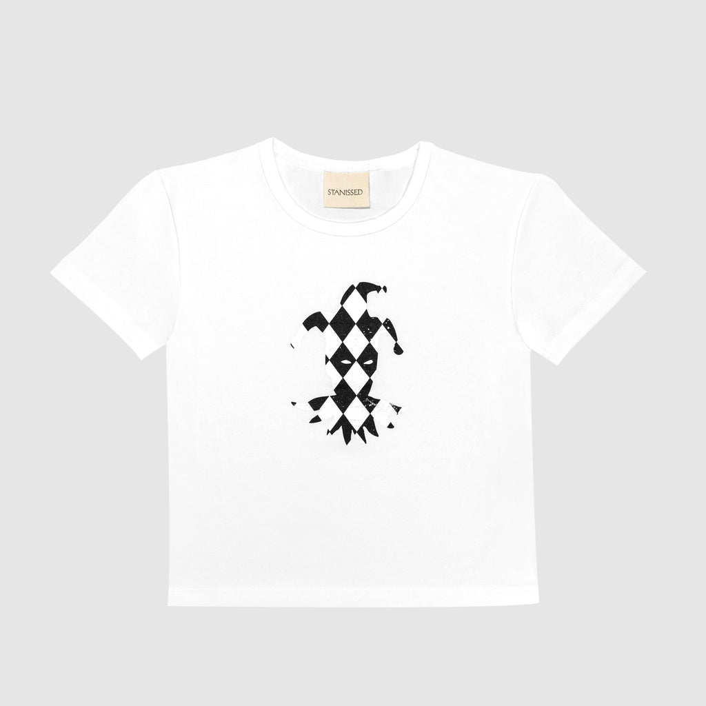 Checkered Baby Tee White