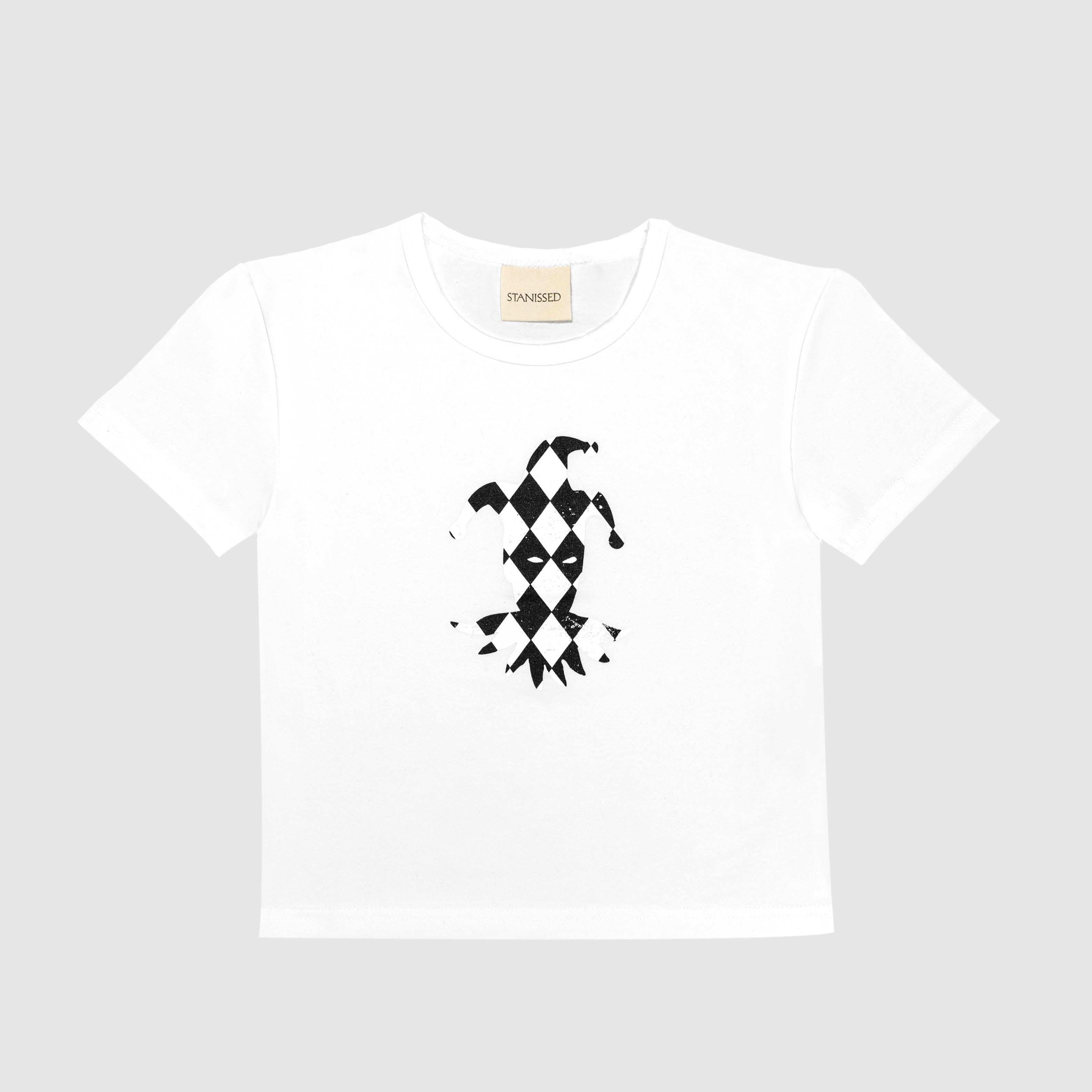 Checkered Baby Tee White